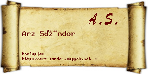 Arz Sándor névjegykártya